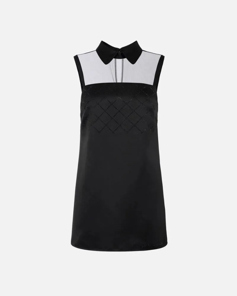 Elisabetta Franchi Duchesse und Tüllkleid mit Strassstein Black
