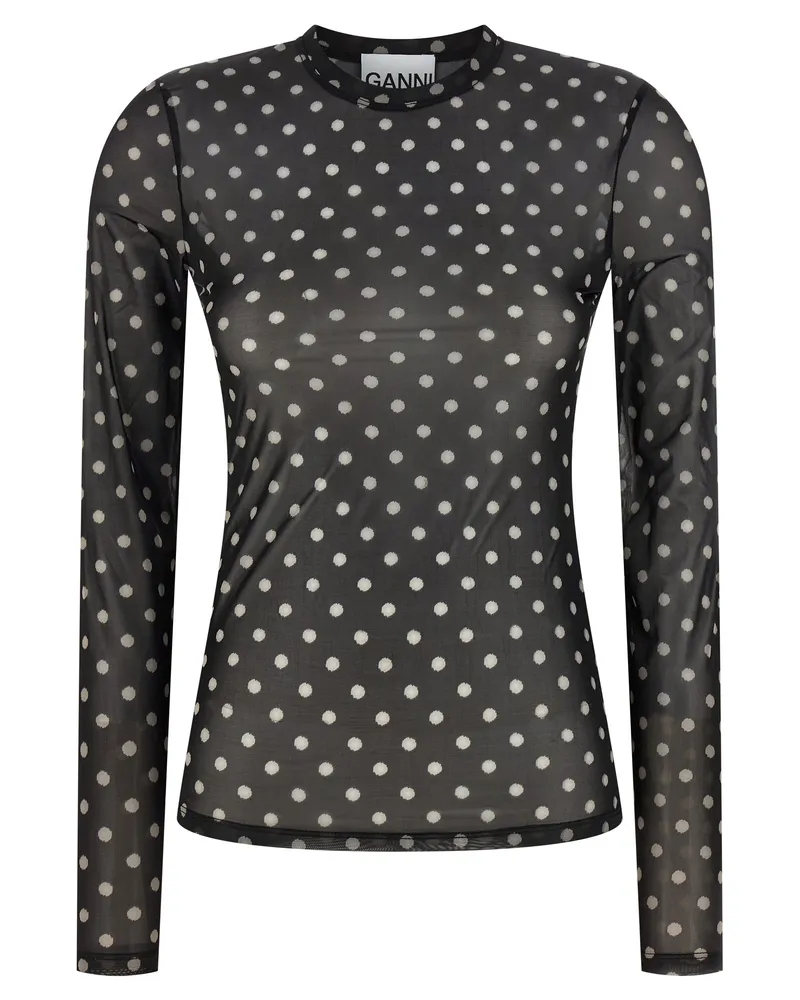 Ganni Pullover „Printed Sheer Black