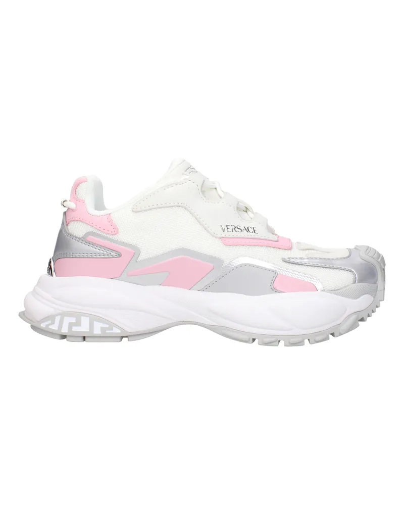 Versace Damens Sneakers Weißer Stoff/Pastellrosa -