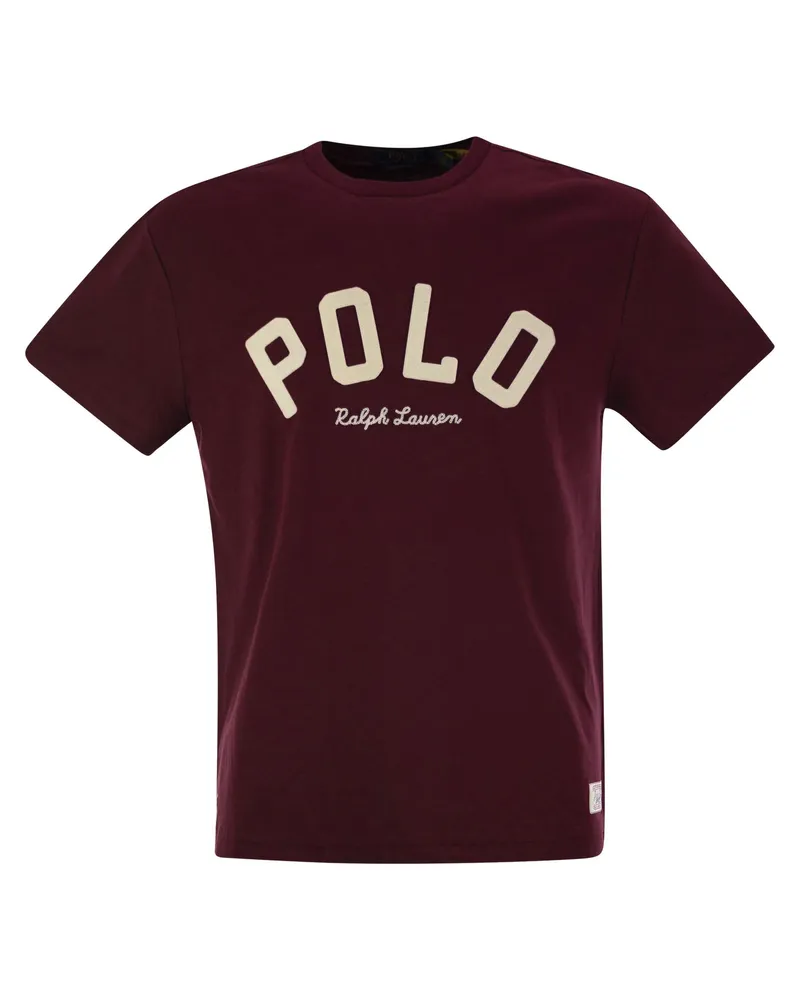 Ralph Lauren Jersey T -Shirt mit klassischem Fit -Logo Bordeaux