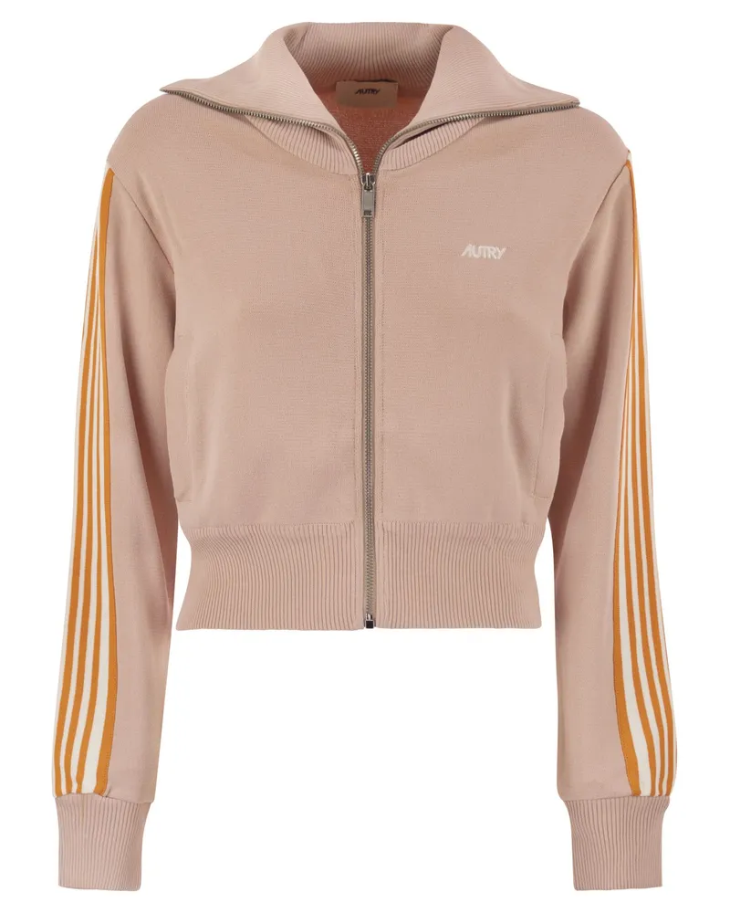 AUTRY Strick -Tennisstil Reißverschluss -Sweatshirt Pink