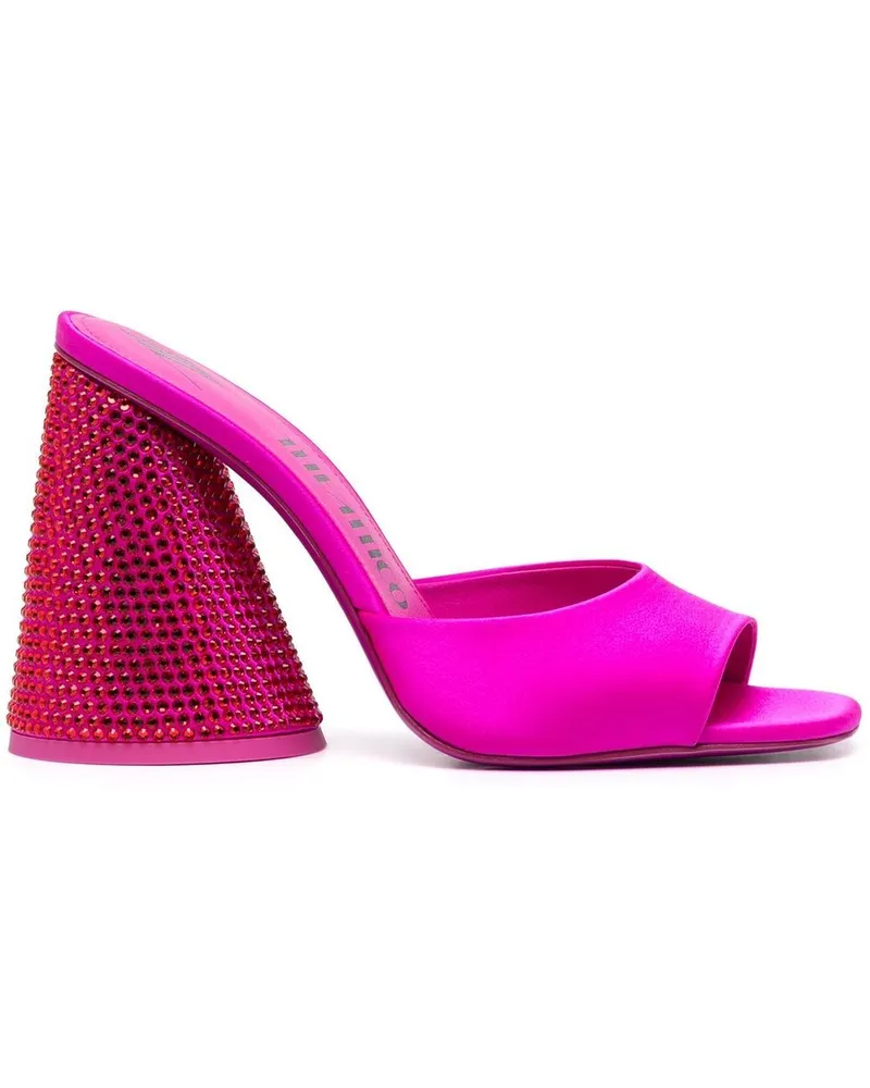 ATTICO Der Attico Luz Crystal verschönerte Satin -Maultiere Fuchsia