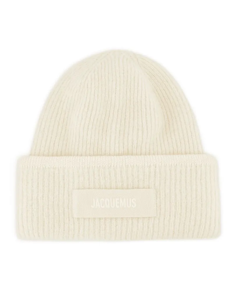 Jacquemus Le Bonnet Gros Getreide Mütze  Wolle Weiß Weiß