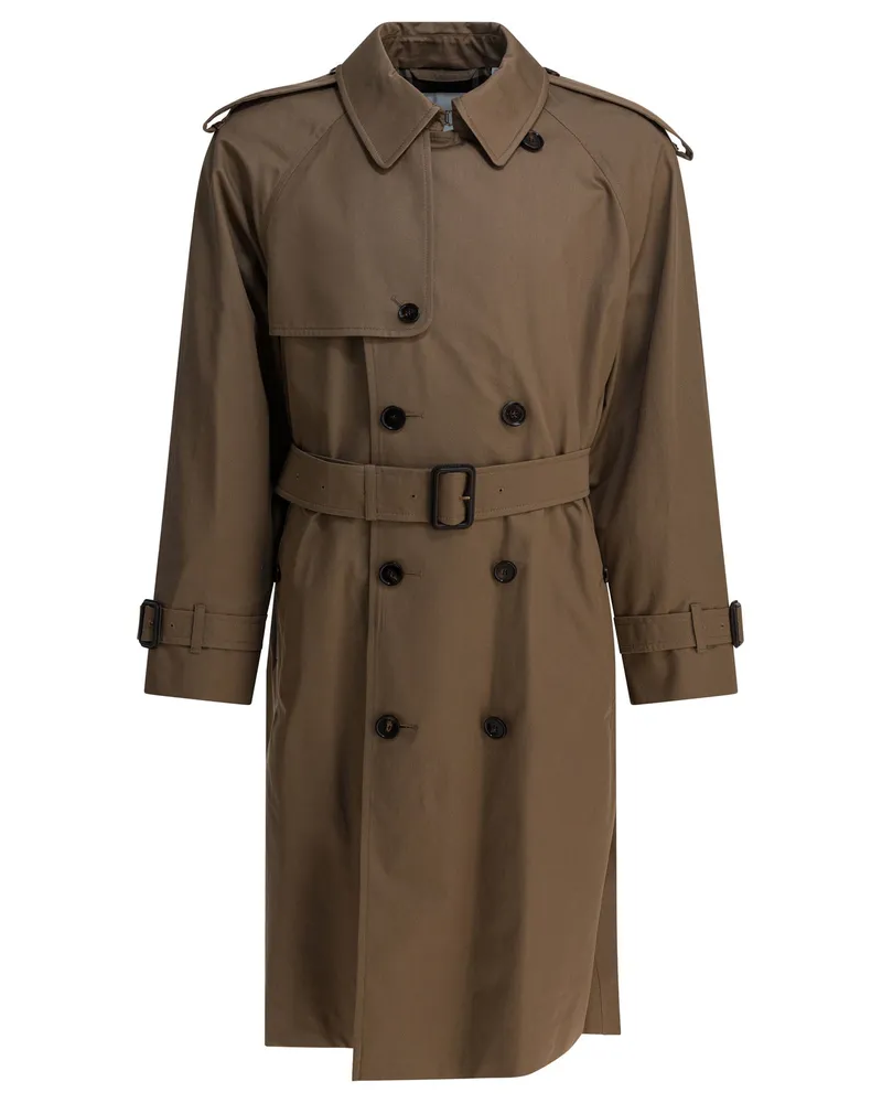 Burberry langer Gabardine-Trenchcoat Brown