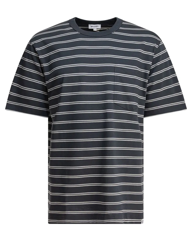 Norse Projects Nordprojekte Holger Organic Sailor Stripe Pocket T -Shirt Grey