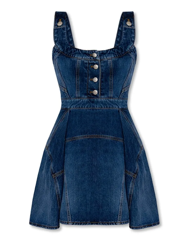 Alexander McQueen Denim Mini Kleid Blau