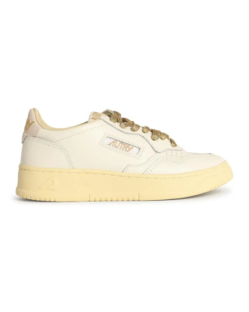 AUTRY Medaillengewinner niedriger' weißer und goldener Lear -Sneaker White