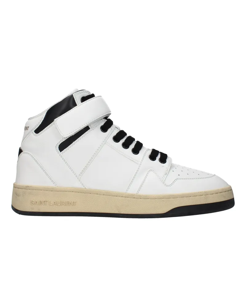 Saint Laurent Herrens Sneakers Weiß/Schwarzes Leder -