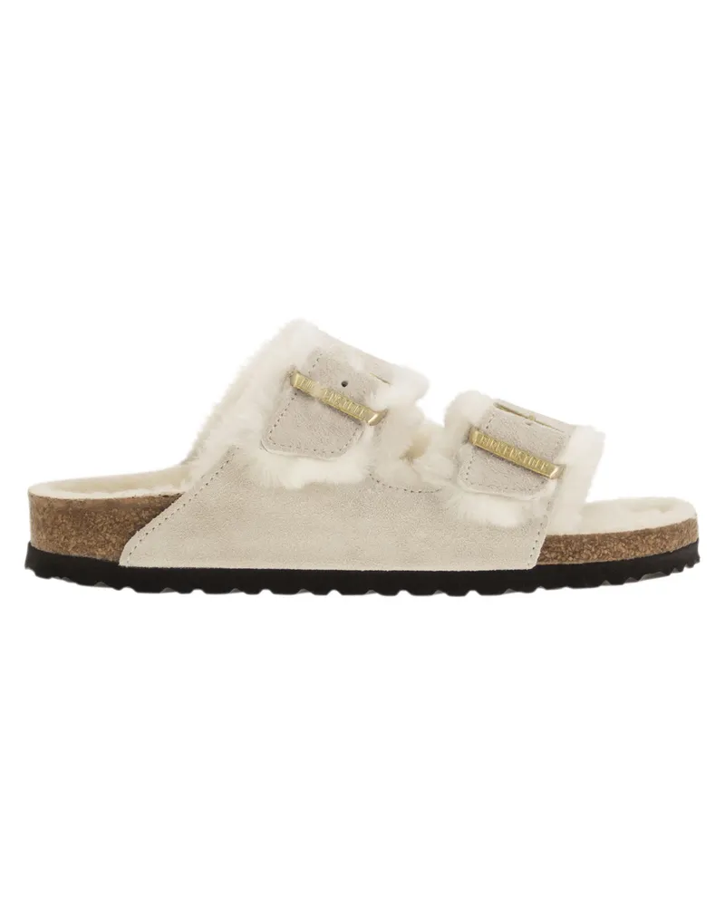 Birkenstock Arizona Wildleder Lammfell Slipper White