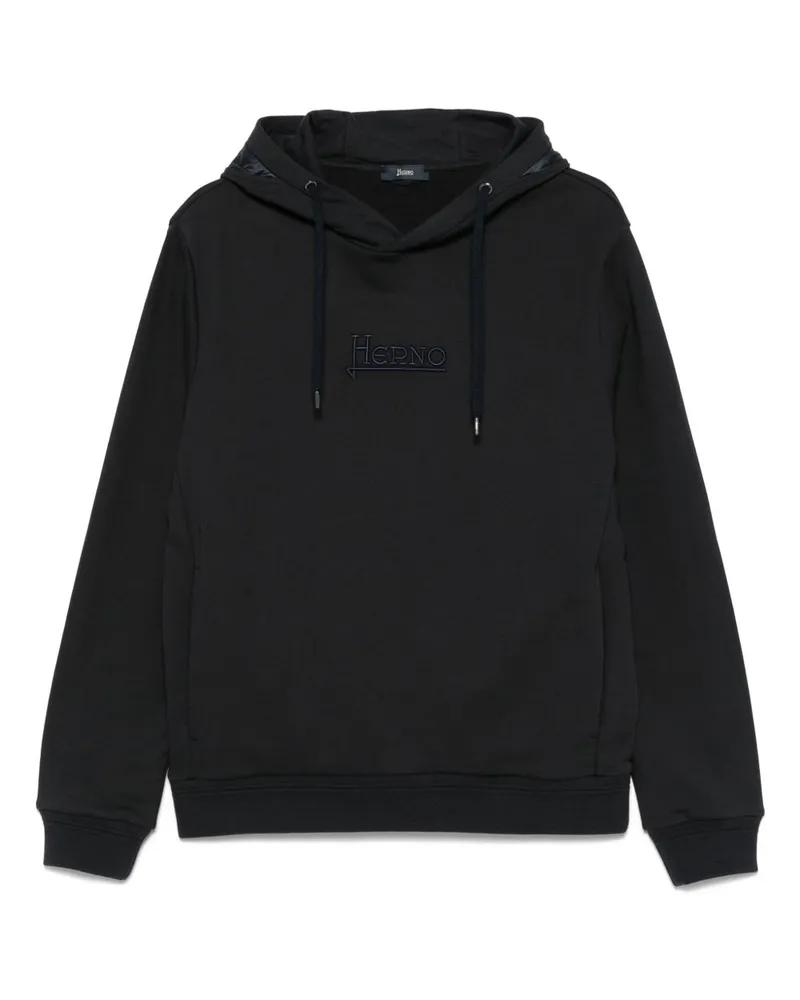 Herno Logo -Baumwoll -Hoodie Blue