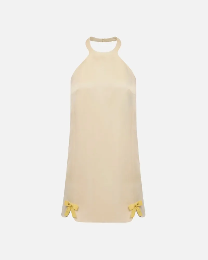 Elisabetta Franchi Kleid mit Satinbögen Yellow