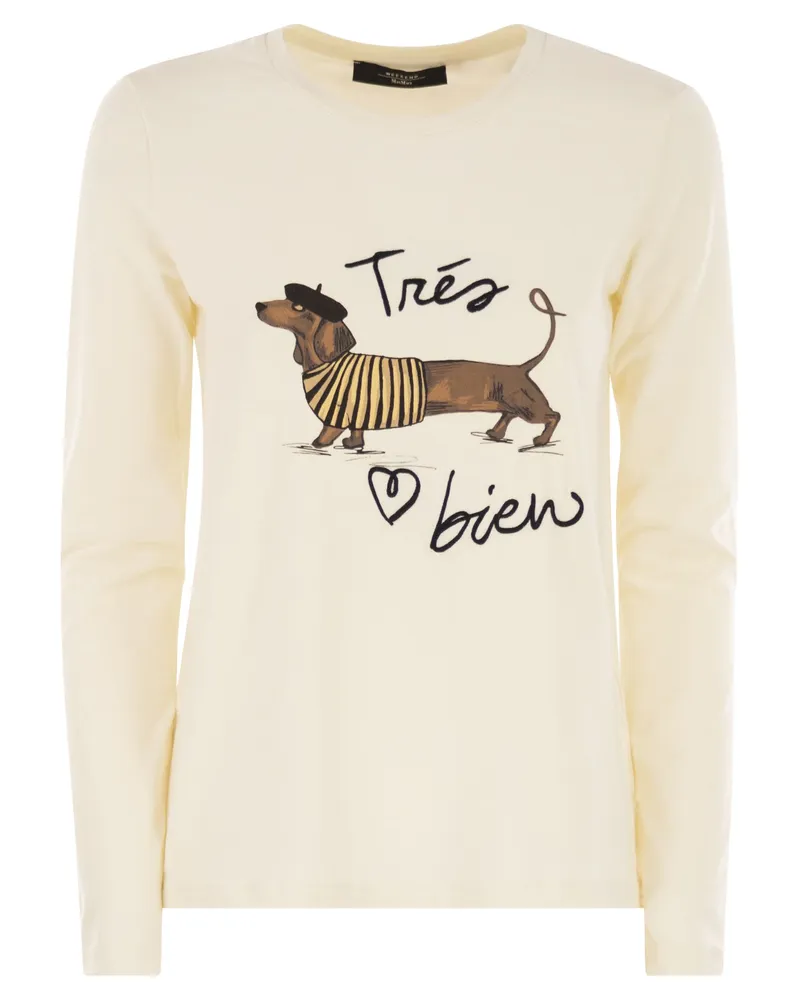Weekend Max Mara Renoir Tailliertes Stretch-Jersey-T-Shirt Ecru