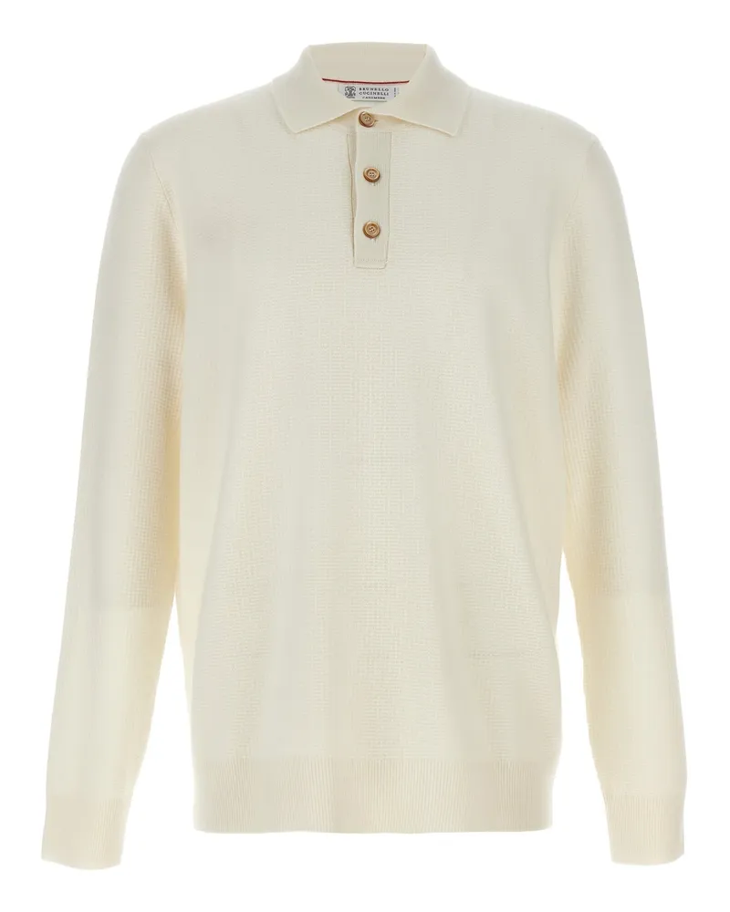 Brunello Cucinelli Polo Kaschmirpullover White