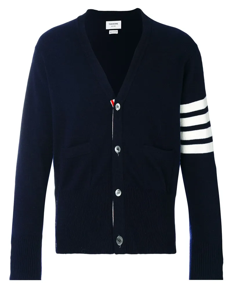 Thom Browne Bar Cashmere Cardigan Blue