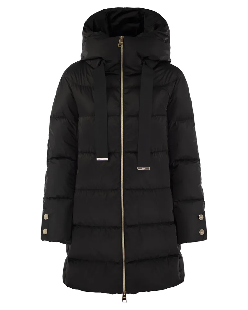 Herno eine Form -Down -Jacke mit Kapuze Black