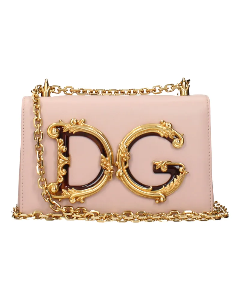 Dolce & Gabbana Dolce&Gabbana Damens Umhängetaschen aus rosa/puderrosa Leder -