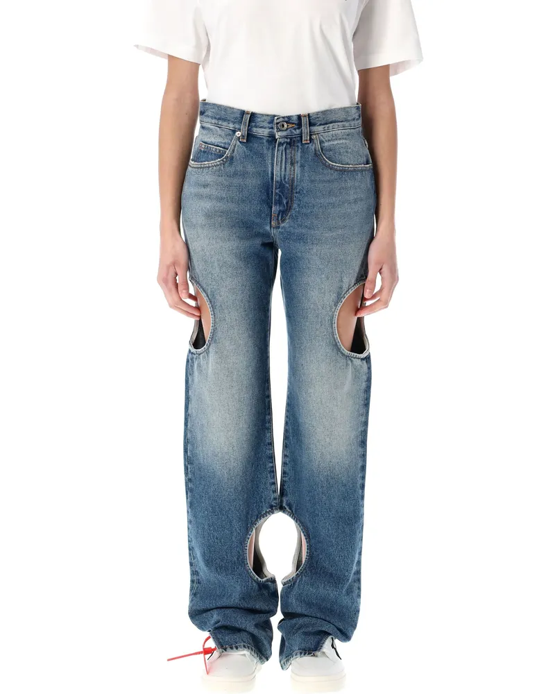 OFF-WHITE Aus weißer Jeans blau Blue