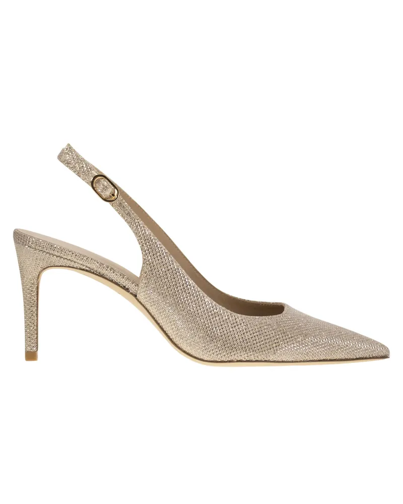 Stuart Weitzman Stuart Power Metallisierte Stoff Slingback Gold