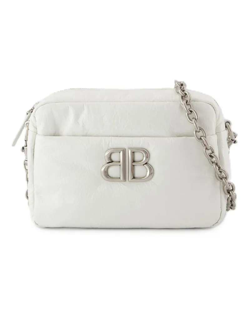 Balenciaga Monaco -Kamera Xs Umhängetasche  Leder weiß Weiß