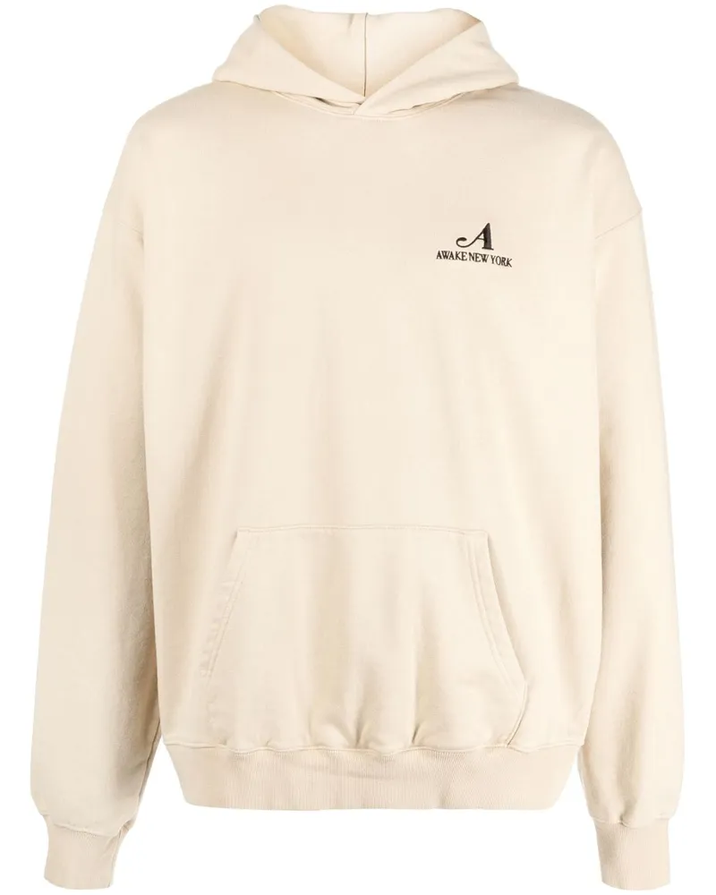 AWAKE NY Wach NY gesticktes Logo Hoodie White