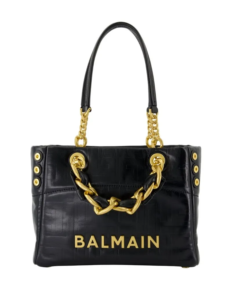 Balmain 1945 weicher kleiner Käuferbeutel  Leder schwarz Schwarz