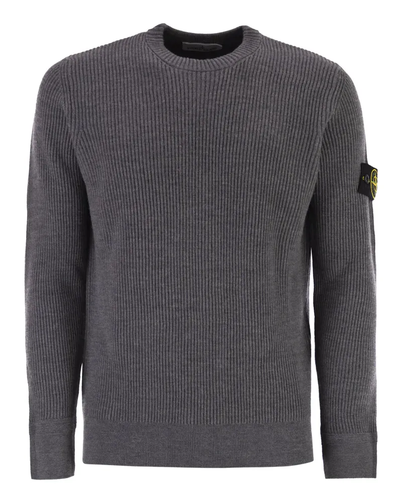 Stone Island Crew Halsspringer mit gerippten Kanten Grey