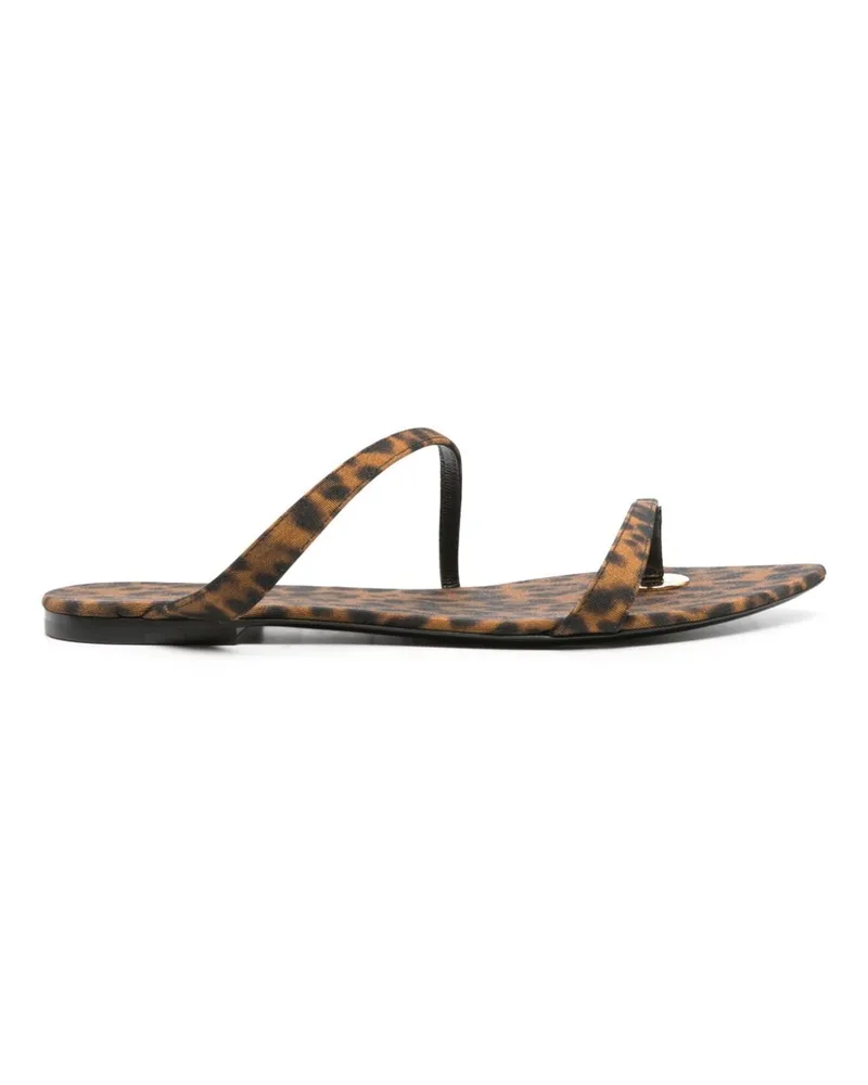 Saint Laurent Tanger flache Sandalen Brown