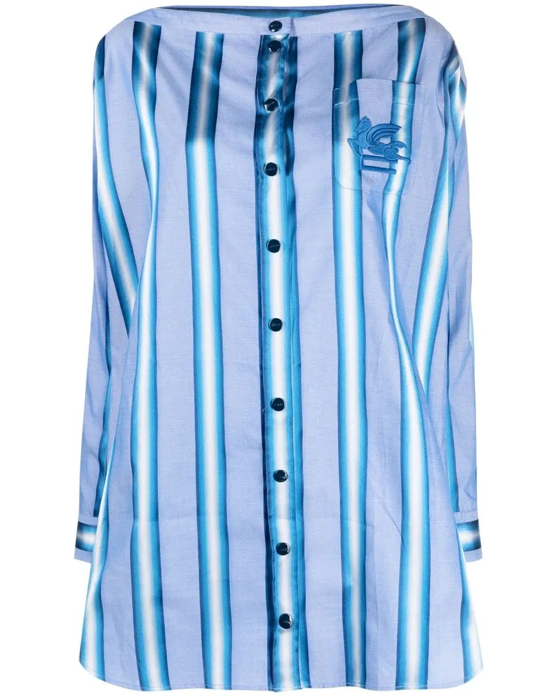 Etro gestreiftes Baumwoll -Mini -Kleid Clear