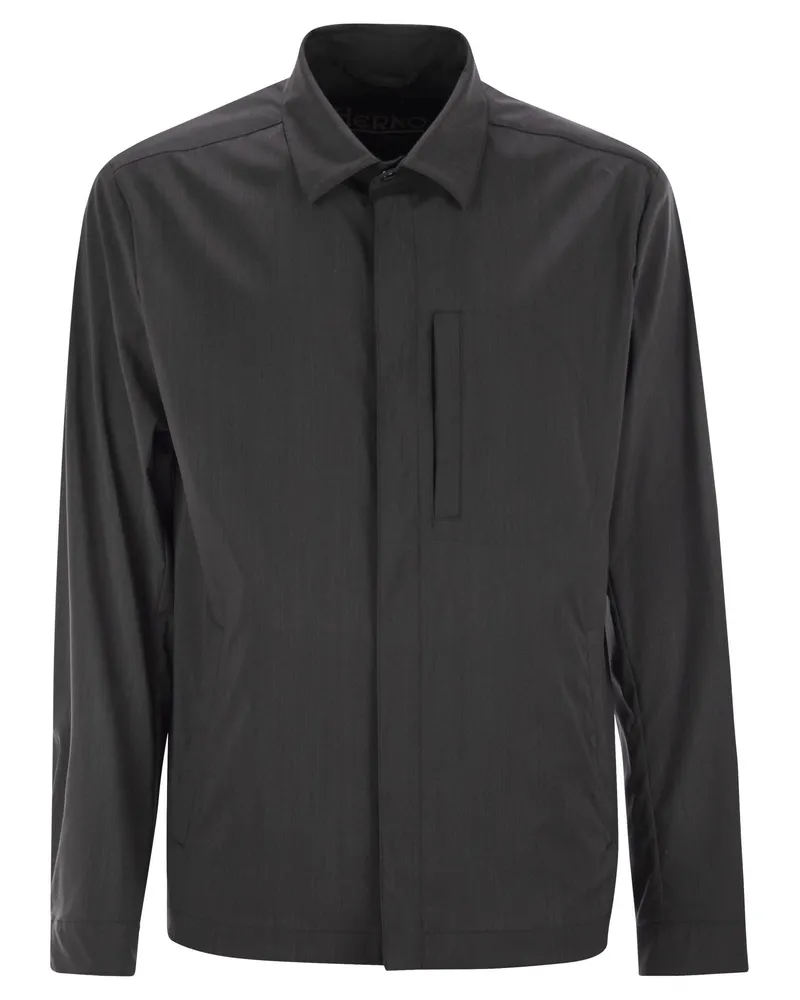 Herno Hemd -Schnittjacke in Tech Wolle Anthracite