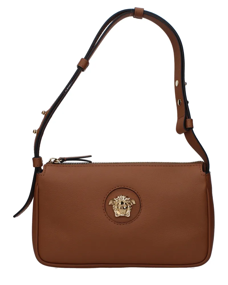 Versace Damens Umhängetasche aus braunem/nudefarbenem Leder -