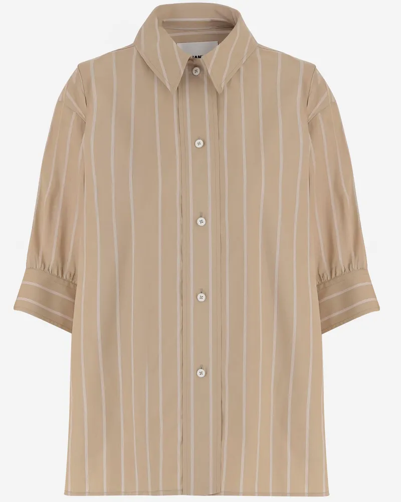 Jil Sander Baumwollhemd mit Streifenmuster Beige