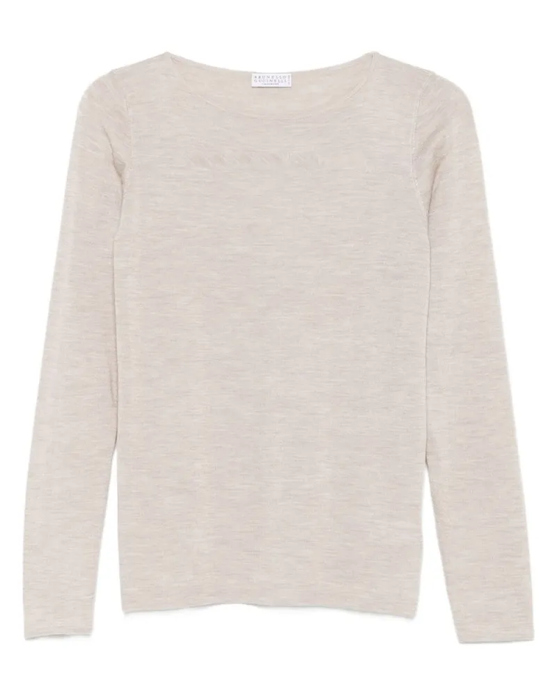 Brunello Cucinelli Kaschmirboot -Hals -Pullover Leather