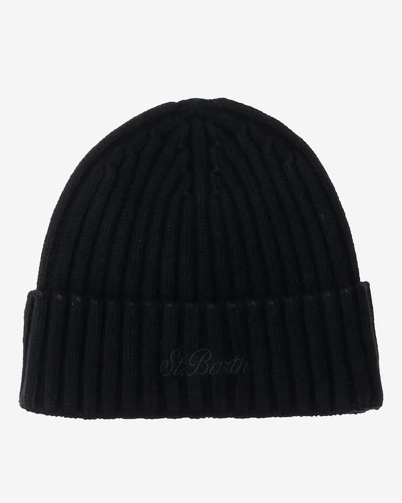MC2 Saint Barth Wool Blend Mütze mit Logo Black