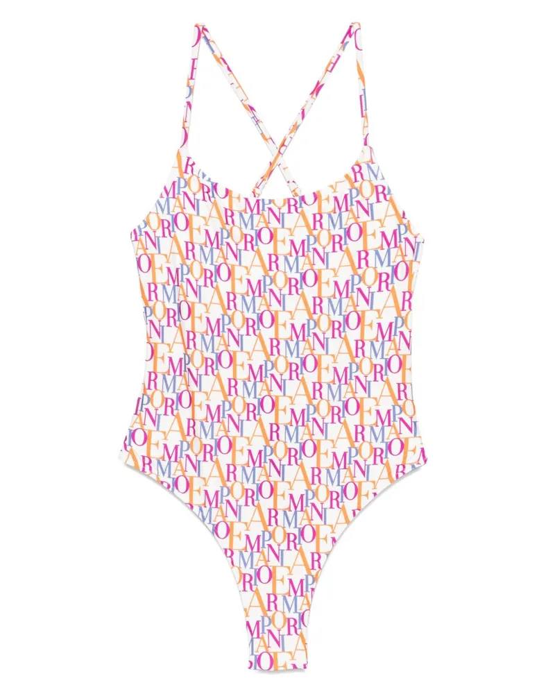 Emporio Armani Allover Logo Badeanzug Multicolour