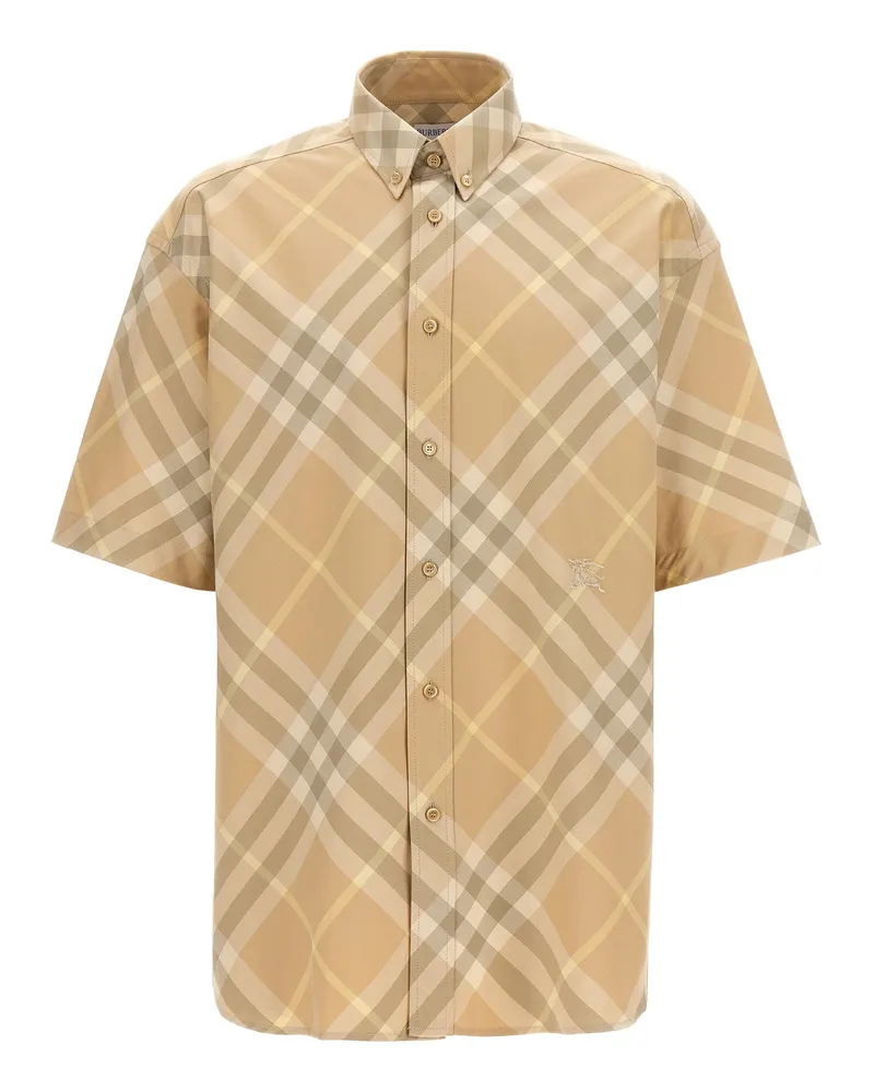 Burberry Check -Shirt mit Logo -Stickerei Beige