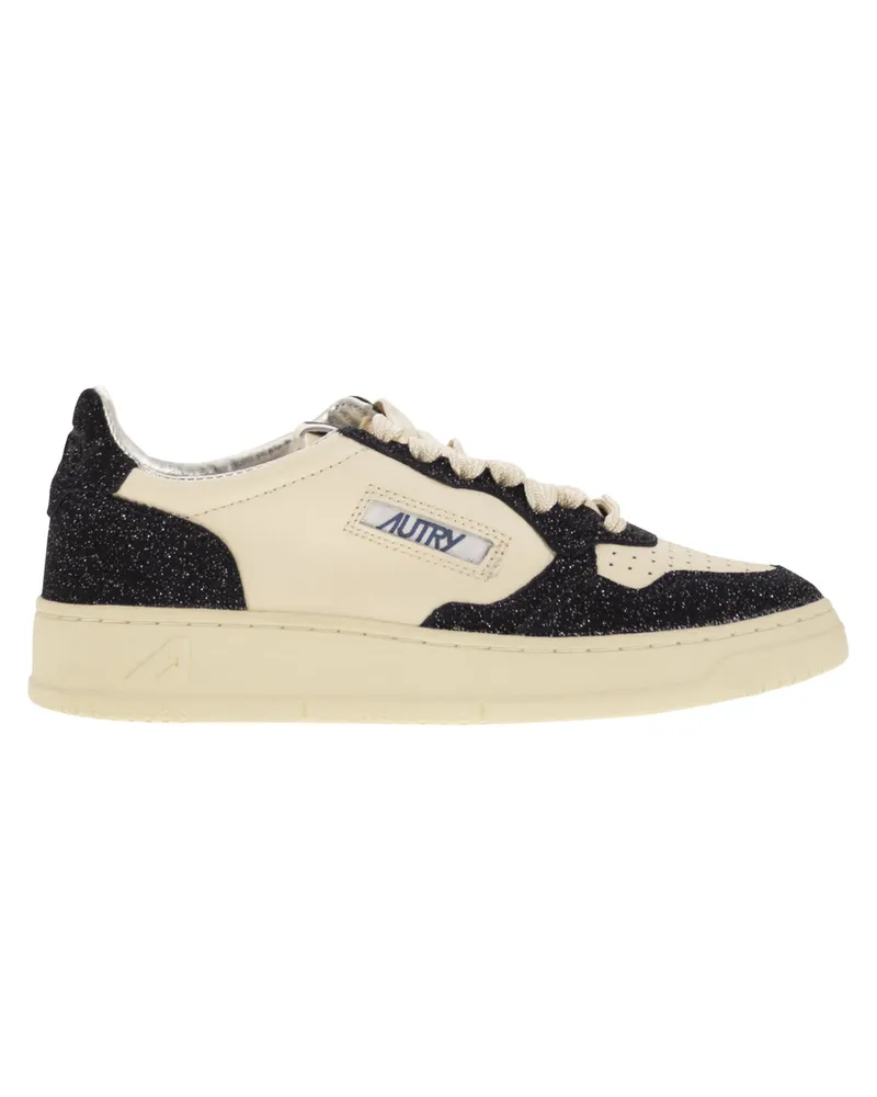 AUTRY Medaillengewinner Low -Turnschuhe mit zwei Tonen Glitzer White