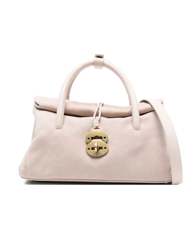 Zanellato Dotta Jones kleine Wildleder -Lederhandtasche Beige