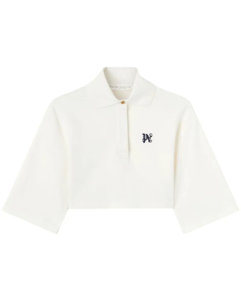 Palm Angels Monogramm geschnittenes Poloshirt White