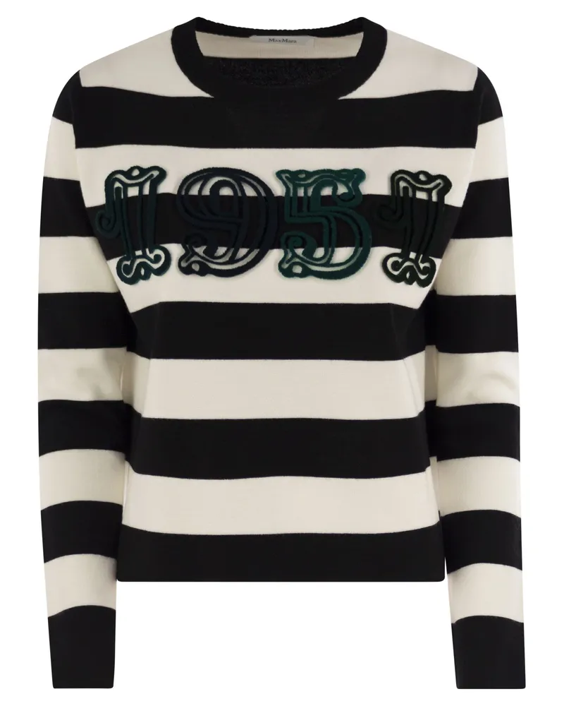Max Mara Viterbo Wolle Pullover mit Stickerei White