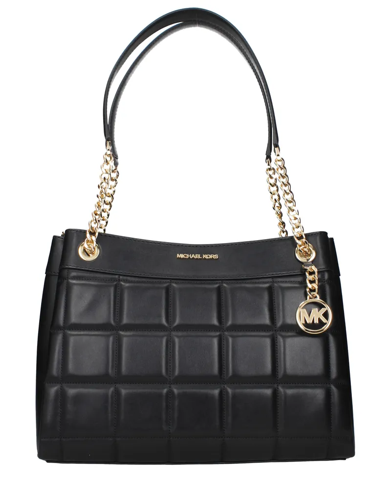 Michael Kors Susan Damens Leder-Umhängetasche Schwarz -