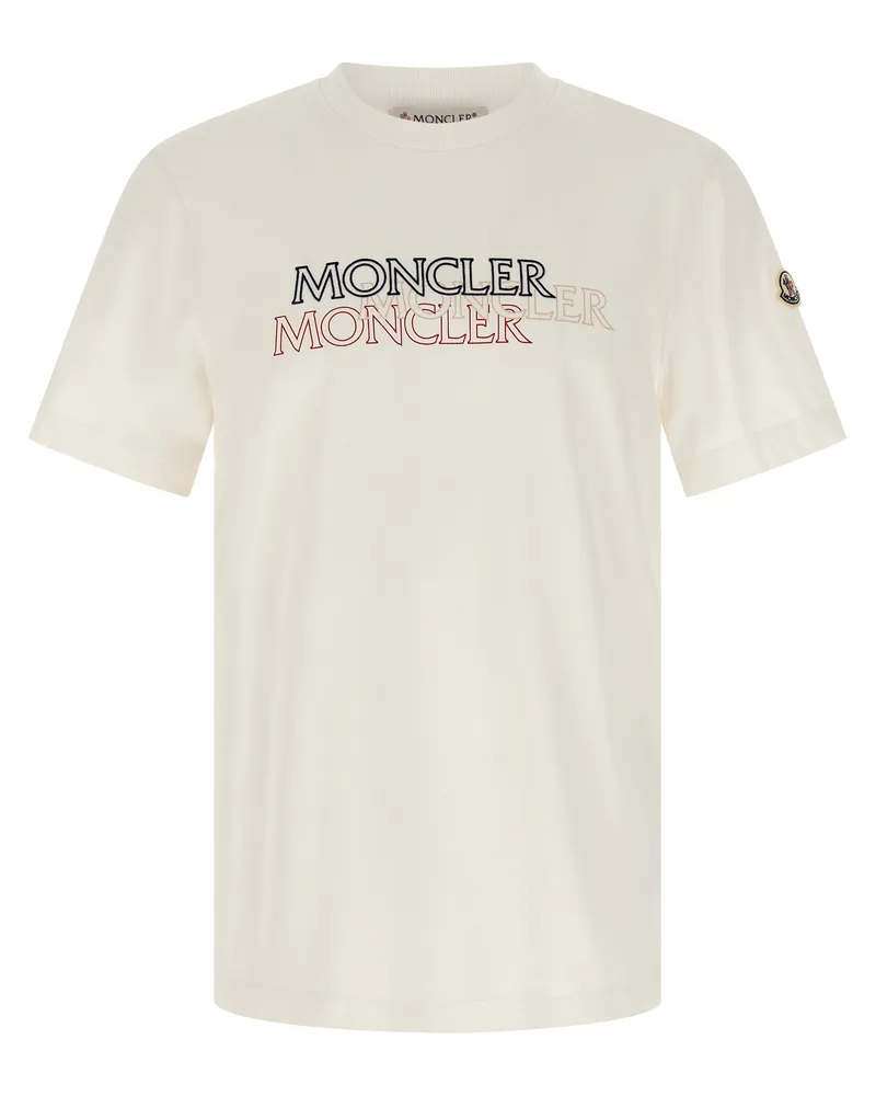 Moncler Flocked Logo T -Shirt White