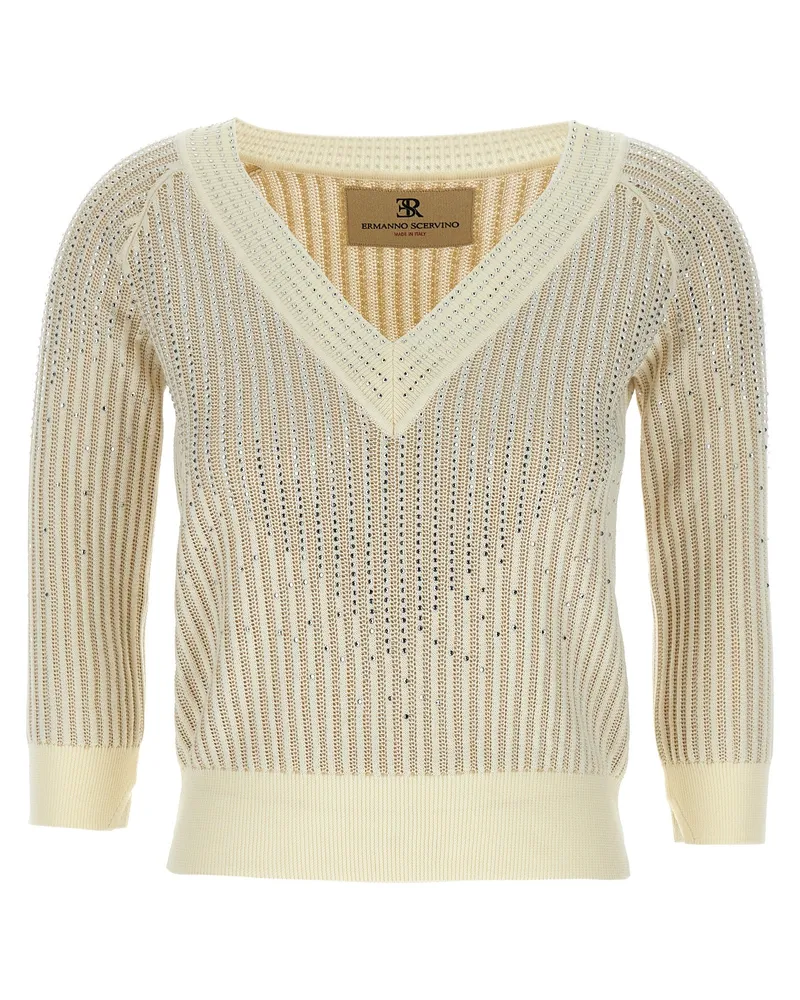 Ermanno Scervino Strasspullover White