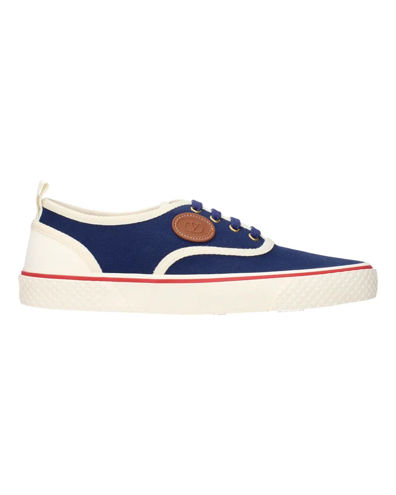 Valentino Garavani Herrens Blau/beige Stoff-Sneaker -