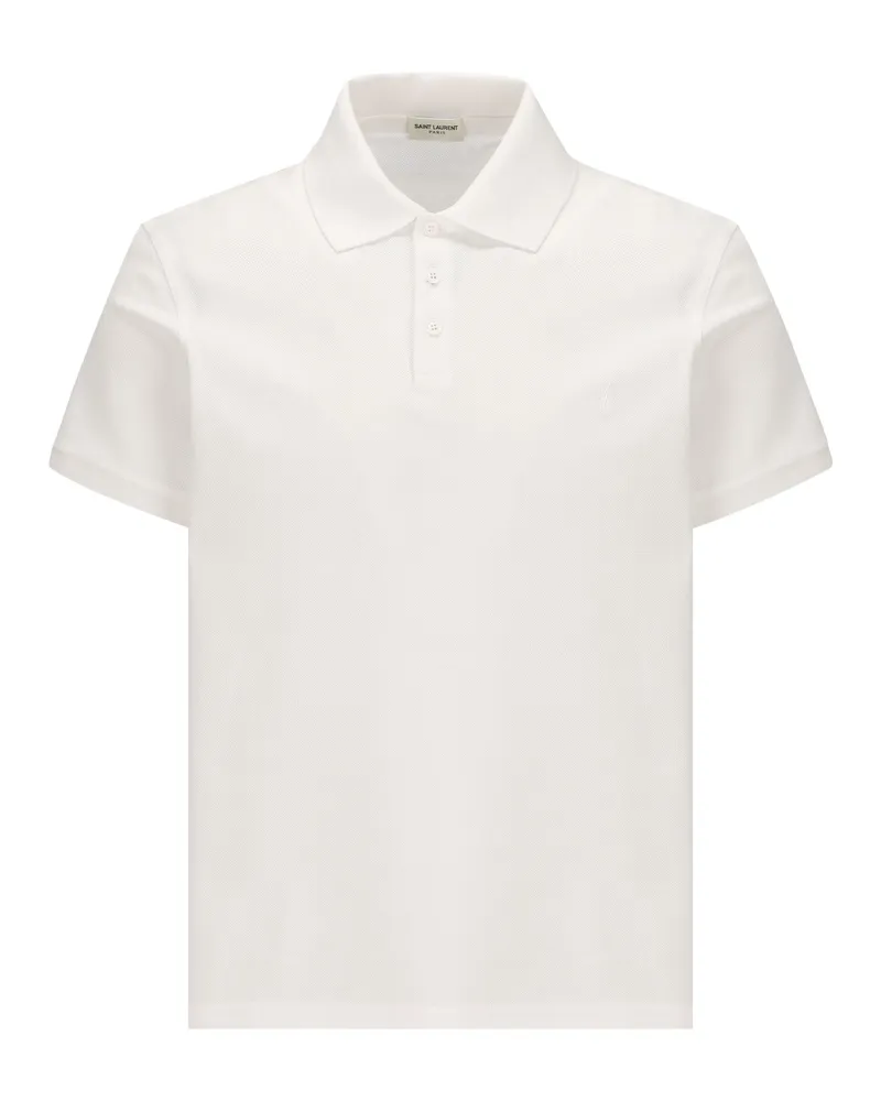 Saint Laurent Herrens Weißes Poloshirt aus Bio-Baumwolle -