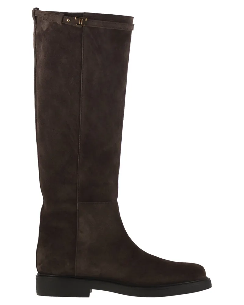 TOD'S Tod 's Wildleder -Lederstiefel Dark