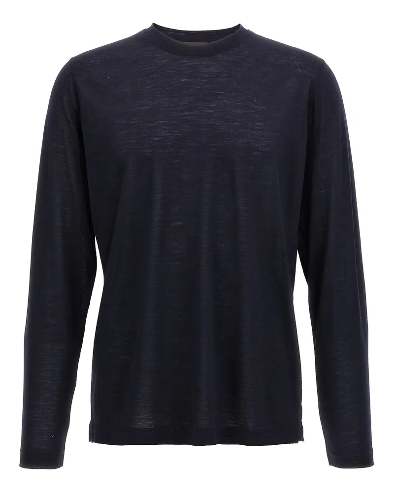 Zanone Leichtes Woll -T -Shirt Blue