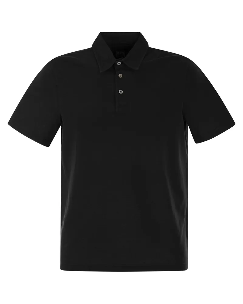 Fedeli kurzärmeliges Baumwollpolo -Hemd Black
