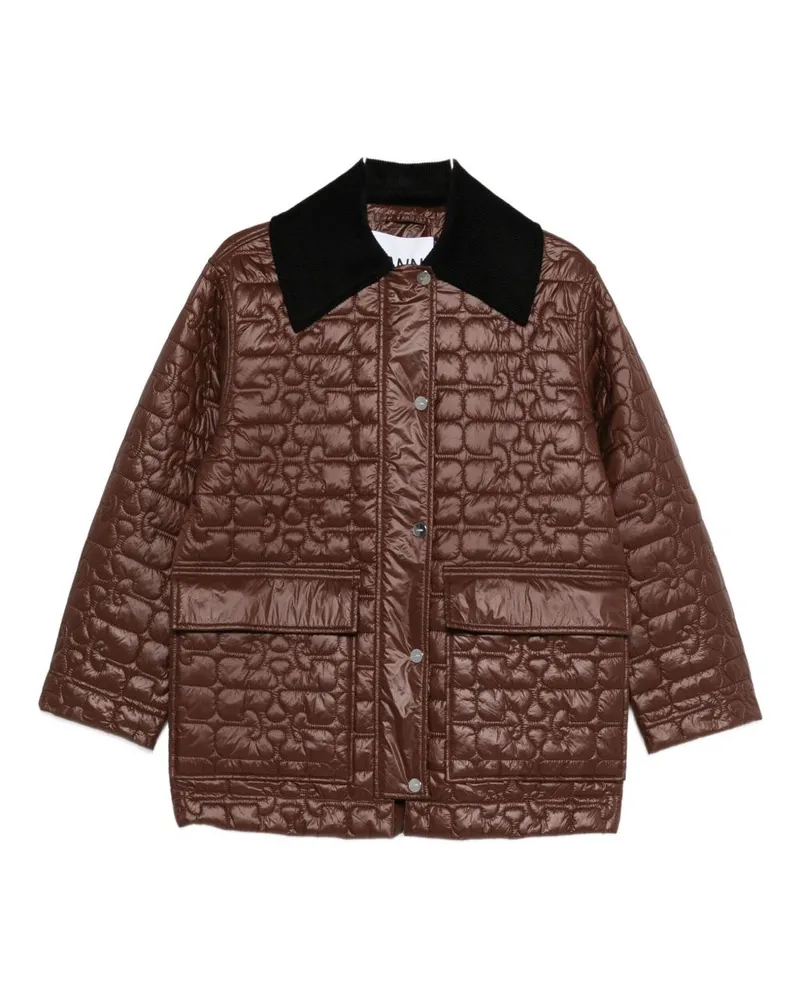 Ganni gesteppte Nylonjacke Brown