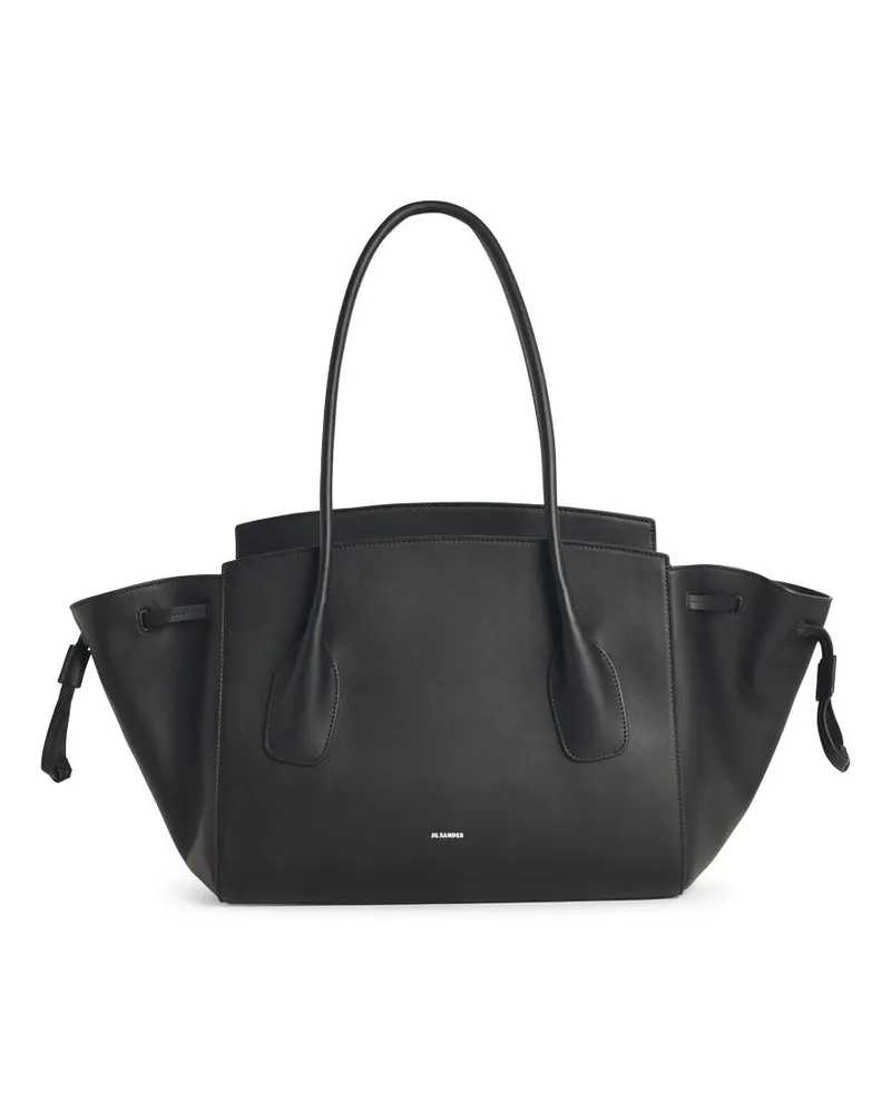 Jil Sander Small 'Voyage' schwarzer Lear -Tasche Black