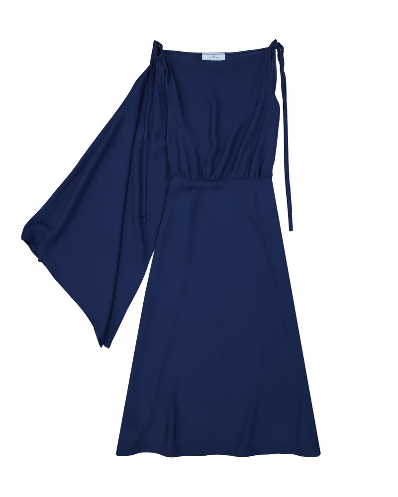 Prada hat ein Ärmelmidi -Kleid ausgeworfen Blau